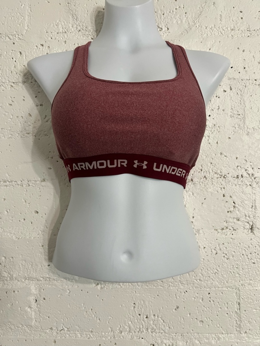 Under Armour Sports Bra S Red Cross Back Compression Workout Gym Yoga BU6